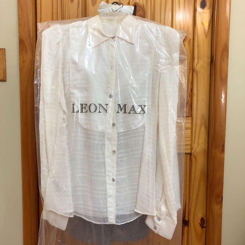 SMALL Vintage Leon Max Limited Edition Cream Silk Blouse